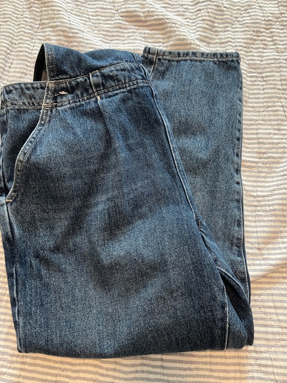 Free People Washed Blue Denim Overalls